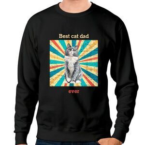 Cat Cat T Best Cat Dad Ever Graphic Crewneck Sweatshirt